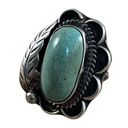 Vintage Green Turquoise Ring, Native American Indian Ring Sz 6.5 Photo 3