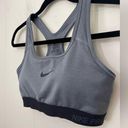 Nike  Dri Fit Sports Bra Removable Pads Grey Black Swoosh Racerback ~ Size M Photo 3