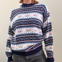 Vintage 1980s/90s Blue Fair Isle Grandmacore Chunky Pullover Sweater Size M Photo 5