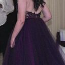 Madison James  Elegant Purple Floral Lace Maxi Formal Ball Gown Photo 15