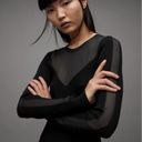 ALLSAINTS  Flete Sheer Panelled Bodycon Midi Dress Black Womens Size Medium Photo 3