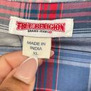 True Religion  Women’s Red Blue White Plaid Embroidered Pocket Snap Front Top XL Photo 5