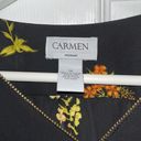 Carmen Marc Valvo Carmen - Black Floral Blouse Silver Zipper - 1X Photo 2