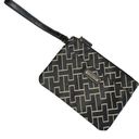 Tommy Hilfiger Womens Geometric Print Wristlet Wallet Clutch Bag Black Tan EUC Photo 0