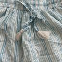 BCBGeneration  Drawstring Flowy Elastic High Waisted Shorts XXS White Blue Stripe Photo 3