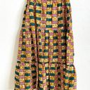 Krass&co The OULA  Vibrant Abstract Tiered Cotton Midi Skirt Women's Large Photo 5