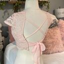 B Darlin  Lace Top Criss Cross Open Back Sash Tie Peach Womens 1/2 Romantic Lace Photo 5