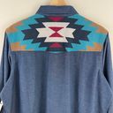 Ariat Womens Blue Southwestern Tapestry Real Vivacious Chambray Button Up Top Photo 10