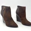 Shoedazzle  Brown Ashley Pointed Toe Wedge Ankle Booties Photo 1