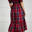 Hill House  Louisa Nap Red Tartan Paid Short Sleeve Midi Dress 100% Cotton 2XL Photo 2