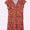 Knox Rose  Women's Flutter Short Sleeve Knit Tiered Dress rust orange Floral‎ Photo 2