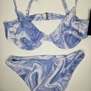 Naked Wardrobe  Swim Marbled Smoked Blue 2 pc Wired Bra High Wasted Bottom sz L​ Photo 5