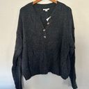 American Eagle NWT  Outfitters Grey Marled Henley V-Neck Sweater Large Fall Photo 0