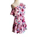 Buddy Love Sophia One Shoulder Dress Pink Floral Size Medium Mini Ruffle Tiered Photo 5