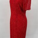 Oleg Cassini Vintage  Beaded Silk Mini Dress Short Sleeves Cocktail Red Womens 6 Photo 6