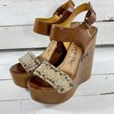 Lanvin Paris Lanvin Wooden & Snakeskin Leather Wedge Heels Photo 1