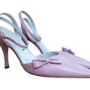 BCBGirls VTG  Leather Pumps Slingback Pointed Toe Bow Stiletto 3.5 Heels Pink 7 Photo 10