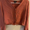 Style House Long Sleeve Orange Button Tie Blouse Photo 1