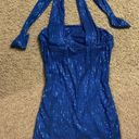 Stylefun Royal Blue Halter Striped Sequin Short Homecoming Dress Photo 1