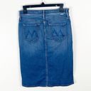 The Moon MOTHER Blue High Waisted Front Button Pockets Midi Jean Skirt, Size 27 Photo 1
