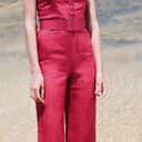 STAUD Jumpsuit Sleeveless Cropped 100% Ramie Red 0 Photo 0