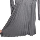 Oleg Cassini  Gray V Neck Pleated Rayon Blend Knit Dress Photo 2