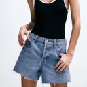 ZARA  The 90's Bermuda Long Line Frayed Hem Jean Shorts Size 8 Photo 4