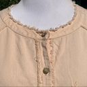 We The Free  People Peachy Linen Blend Oversized Button Front Raw Edge Shirt XS Photo 1