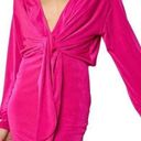 Blue Blush  Tie Front Long Sleeve V-neck Mini Dress Hot Pink Size Small NWT Photo 0