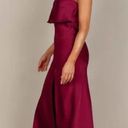 Petal and Pup  Vienna Strapless Berry Satin Ruffle Side Slit Midi Dress L Photo 7