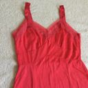 Vintage Coral Lace Chiffon Trim Embroidered Flowers Full Slip Nightgown (Small?) Pink Photo 4