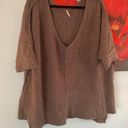 Free People  Beige Brown Oversize Loose Knit Slouchy Sweater Sz S Small Photo 0