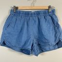 Madewell  Chambray Pull On Shorts Edwina Wash Women's Size Medium Linen Pockets Photo 0