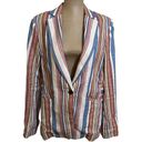 Frame  Revolve Multicolor Linen Striped Lightweight Blazer size 6 Photo 4