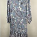 Lounge Beach Lunch  Blue Purple Peasant Top Border Floral Mumu Print Dress Sz L Photo 5