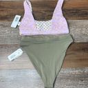 Daisy NWT Dippin 's Bikini 2 Piece High Waist Taupe Bottoms Pink Floral Top Small Photo 6