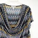 Dress Barn  Plus Size 1X Top Chevron Purple Blue Drape Neck Short Sleeve 1058 Photo 3