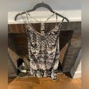 Angie  Black White Mini Dress Strappy 100% Rayon Aztec Design Summer Lightweight Photo 4