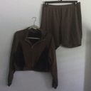 SheIn Plus Two Tone Zip Half Placket Sweatshirt and Biker Shorts Set Photo 3