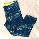 Rbx Active NAVY BLUE NEON GREEN PRINT PATTERNED CAPRI WORKOUT LEGGINGS — LARGE — LIKE NEW! Photo 0