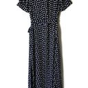 Draper James  Navy Blue Heart Print Button Down Maxi Dress Size 8 Photo 4