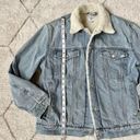 Aritzia  Sunday Best Denim Sherpa Lined Trucker Jacket Sz Medium Photo 2