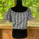 Harper  Women's Black And White Eyelet Cropped Boho Top Size M Photo 2