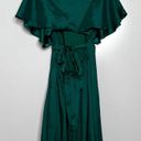 Lulus Caberet Queen Green Polka Dot Embossed Satin Backless Midi Dress Size S Photo 3