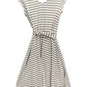 Banana Republic  Dress Womens XS Tan White Stripe Wrap V Neck Tie Waist Stretch Photo 3