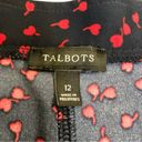 Talbots  Pleated Mini Midi Skirt Navy Blue & Red Cherry Heart Pattern size 12 Photo 6