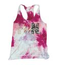 American Apparel  Pink White Tie Dye Scoop Neck Racer Back Activewear Tank Top L Photo 3