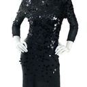 Rebecca Taylor  Womens Size 4 Bodycon Dress Large Sequin Semi Sheer Black Photo 10