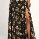 Lulus Black Floral One-Shoulder Maxi Dress Photo 1