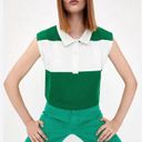 ZARA  NWT Green and White Polo Cropped Tank Golf Tennis Preppy Collared Shirt Photo 1